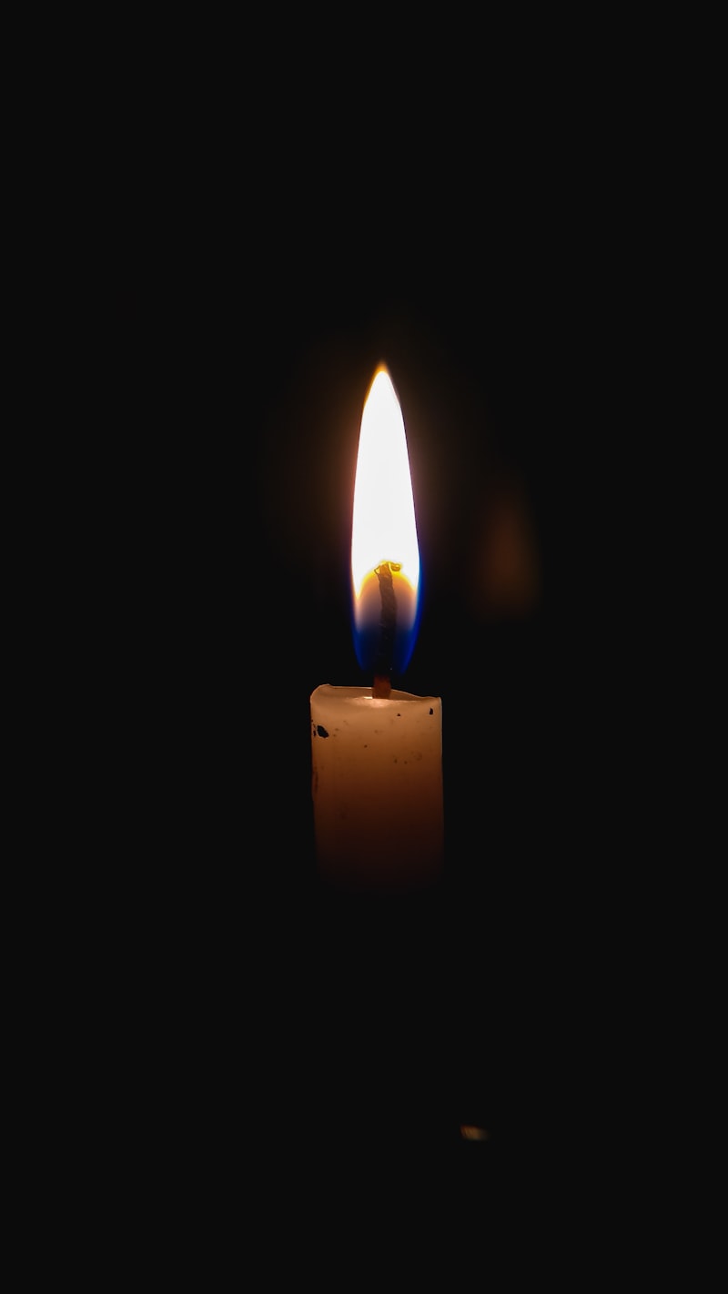 Green candle with tomato leaf notes